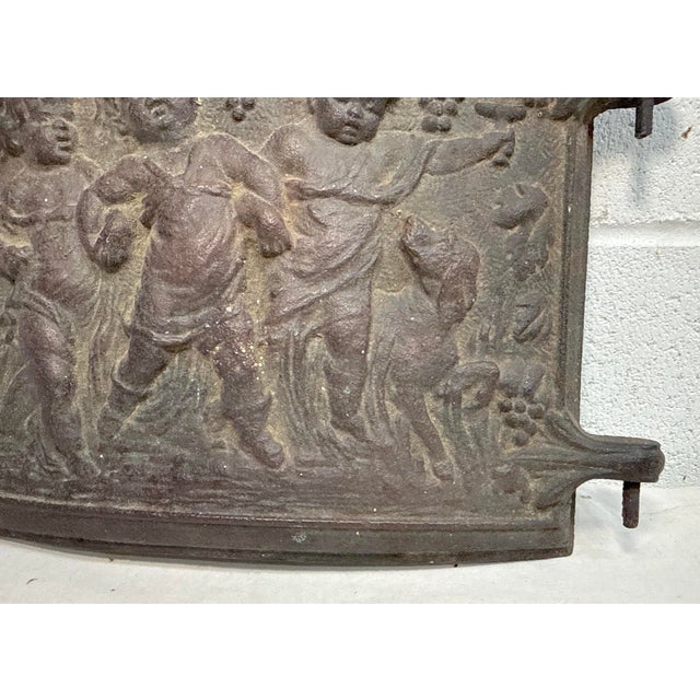 Metal Antique 19th Century Thick Cast Iron Stove Door Salvage Cherub Putti Door Panel For Sale - Image 7 of 10