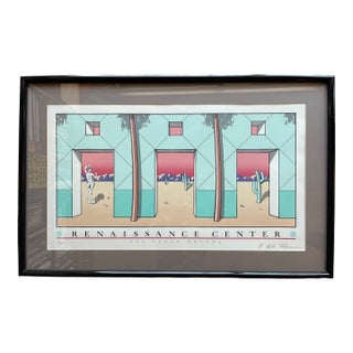 Late 19th Century 84 Robert Kenton Nelson Signed Numbered Lithograph Memphis Design Vintage Las Vegas Limited Edition Renaissance Center For Sale