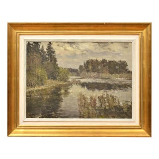 Summer Landscape, Oil on Canvas, 20th Century For Sale