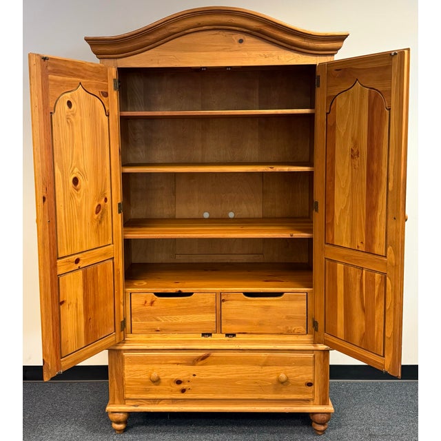 Farmhouse Ethan Allen Farmhouse Rustic Pine Armoire For Sale - Image 3 of 12