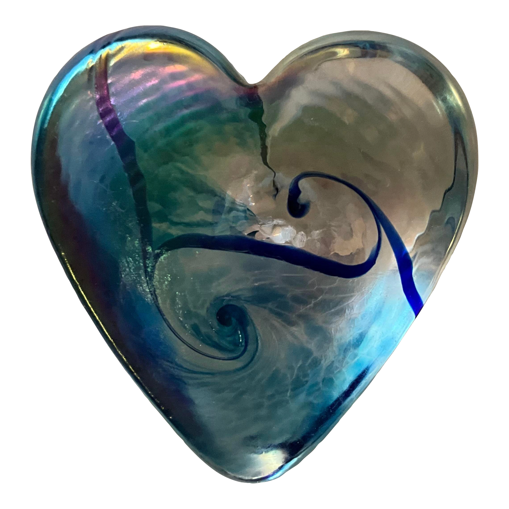 1980s Heart Art Glass by Canadian Artist Robert Held - Etch Signed