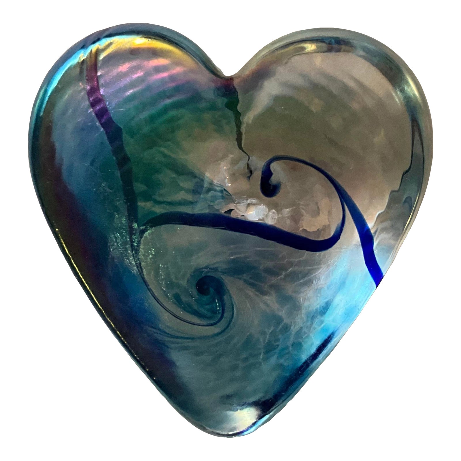 1980s Heart Art Glass by Canadian Artist Robert Held - Etch Signed