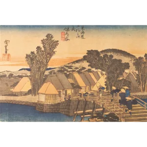 1960 After Hiroshige "The 53 Stations of Tokaido Road. 4th Station", Ukiyo-E Print From France