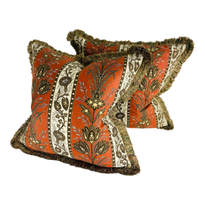 Vintage Brunschwig & Fils French Country Cotton Print Pillows/a Pair
