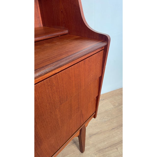 Brown Mid-Century Danish Teak Bureau with Pull-Out Desk and Drawers, 1960s For Sale - Image 8 of 18