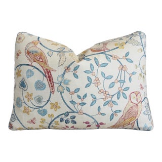 English Morris & Co Birds Owl & Floral Newill Feather/Down Pillow 21" X 15" For Sale