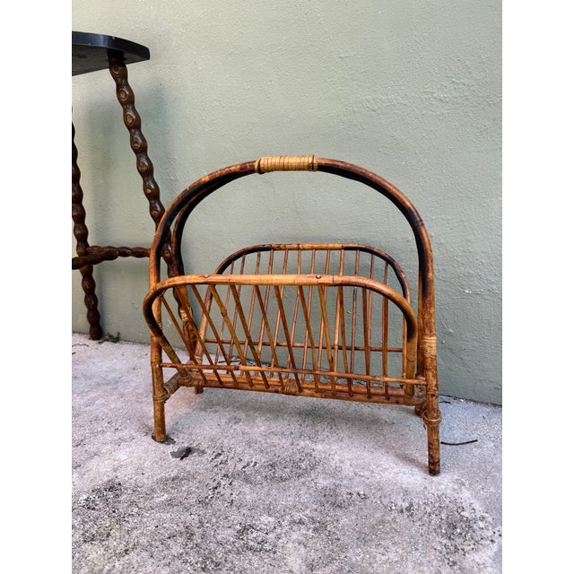 Late 19th Century Tortoiseshell Bamboo Magazine Rack — Antique Asian Chinoiserie For Sale In Miami - Image 6 of 6