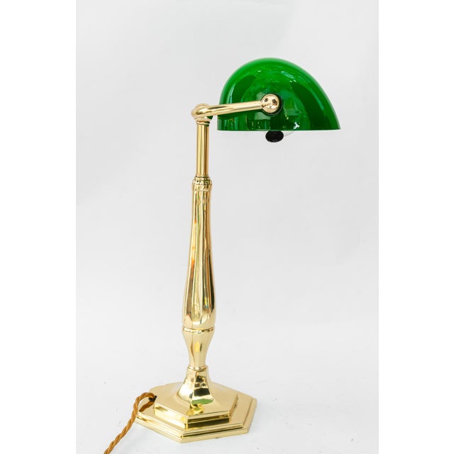 Banker Table Lamp with Glass Shade, Vienna, 1920s For Sale - Image 4 of 18