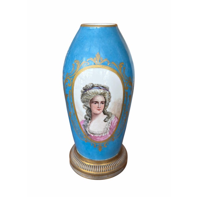 Antique 19c Sevres French Porcelain Portrait Vase.