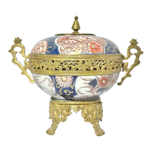 19th Century Antique Imari Doré Japanese Porcelain Gold Gilt Potpourri, Foo Dogs