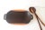 1970s Vintage Carved Exotic Wood Serving Dish With 2 Spoons Salad Bowl For Sale - Image 5 of 11