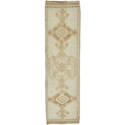 Textile Beige Bohemian Runner Rug For Sale - Image 7 of 7