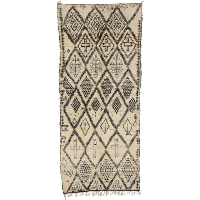 Beige Vintage Berber Beni Ourain Moroccan Rug - 05'11 X 13'06 For Sale - Image 8 of 8