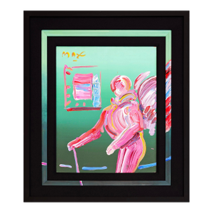 Peter Max, Angel by the Window (Custom Framed Original Painting on Canvas), 1986