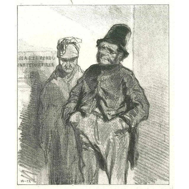 Gentleman is an original lithograph artwork on ivory-colored paper, realized by the French draftsman Paul Gavarni (after)...