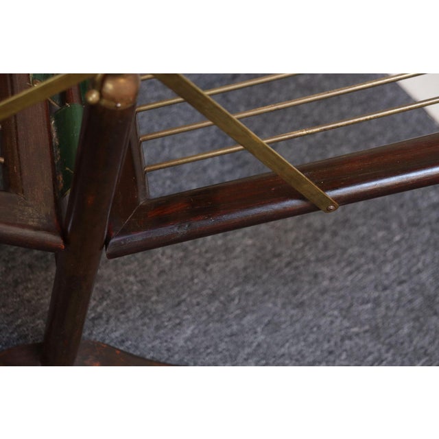 Vintage Italian Mahogany and Brass Collapsible Magazine Rack by Cesare Lacca For Sale - Image 9 of 12