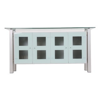 Vintage Sideboard in Steel and Glass from Völker, 1980s For Sale