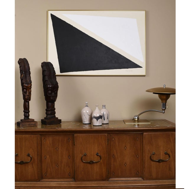 1980s 1988 Black and White Geometric Colorfield Painting Signed Figuerdo For Sale - Image 5 of 13