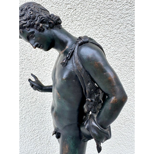 Praxiteles, Large Bronze Sculpture Narcissus of Pompeii, 1890s, Bronze For Sale - Image 4 of 18