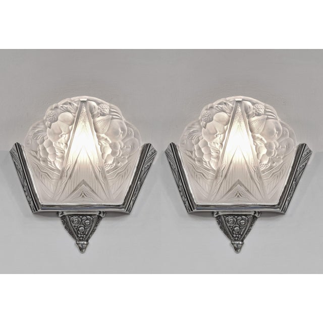 wall sconces by Jamain & Gauthier A nice pair of French 1925-1930 art deco wall lights in nickel plated solid brass or...