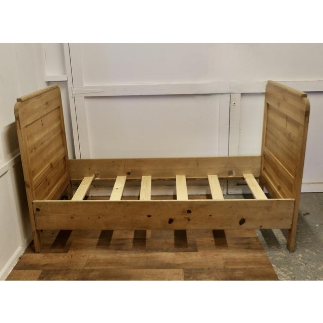 French Pine Single Sleigh Bed For Sale - Image 3 of 11