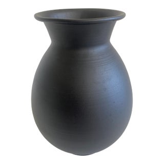 Mid Century Black Matte Glazed Porcelain Vase For Sale