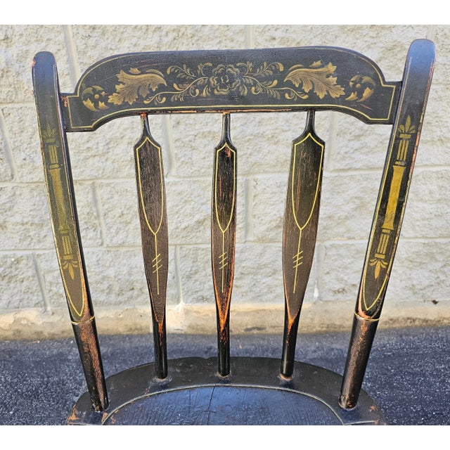Pair of 19th Century Early American Ebonized and Decorated Side Chairs For Sale In Washington DC - Image 6 of 7