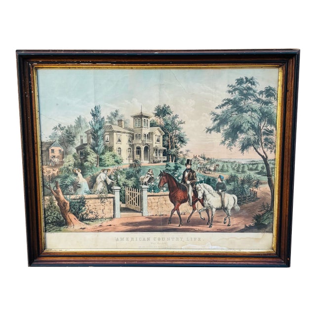 Late 1900s N Currier Framed Lithograph: "American Country Life May Morning" Reproduction For Sale