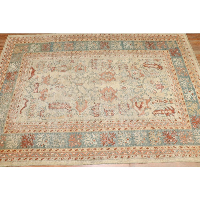 Textile Ivory Antique Turkish Ghiordes Rug For Sale - Image 7 of 10