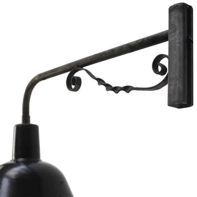 Black French Cast Iron and Black Opaline Wall Light For Sale - Image 8 of 9