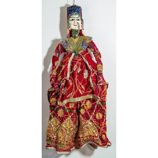 Mid 20th Century Handmade Rajasthani Kathputli Dancing Puppet Couple Jaipur India 1950s For Sale - Image 5 of 12