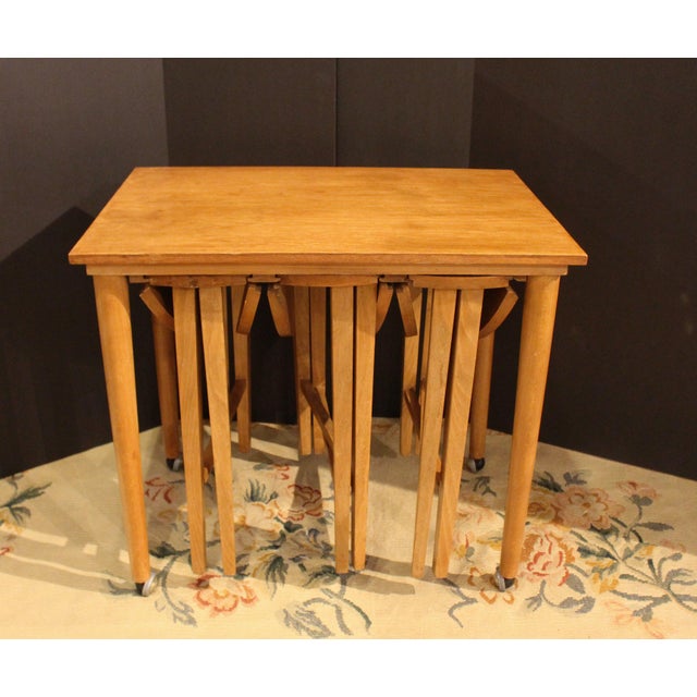 Poul Hundevad Circa 1960-70 Mid Century Modern Danish Table With Three Nesting Tables For Sale - Image 4 of 8