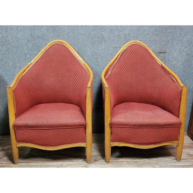 Wood Art Deco Armchairs after Paul Pollot, 1920s, Set of 2 For Sale - Image 7 of 7
