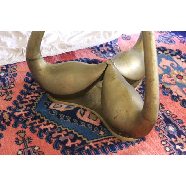 Large Brass Swan Dining Table With a Glass Top From the 1970s For Sale - Image 10 of 18