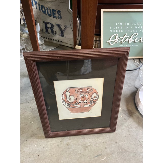 1970s Framed Minimalist Drawing of a Vase For Sale - Image 4 of 8