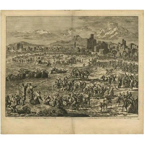 J. Luyken, Second Plague of Egypt, 1743, Print For Sale