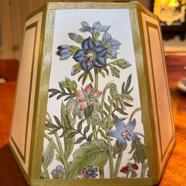 Gold Vintage Botanical Hexagon Lamp Shade For Sale - Image 8 of 12