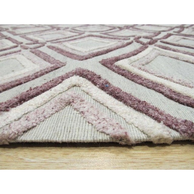 2010s 5x8 Ivory Hand-Knotted Wool Diamond Trelliswork Geometric Modern Carpet Rug For Sale - Image 5 of 5