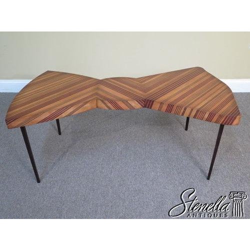 Age: Approx. 5 Years Old Details: Alexander Julian Collection Striped Satinwood Metal Legs Bowtie Shaped Top Modernist...