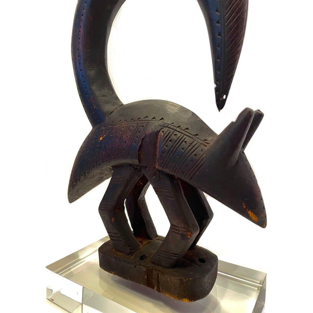 Tribal Late 20th Century Abstract Bamana/Bambara Chiwara From Mali - 27.5" H X 9.5" D X 2.5" W For Sale - Image 3 of 6