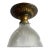 Single Fluted Holophane Fixture Old Brass Embossed Holder in Original Patina, Circa 1920 For Sale