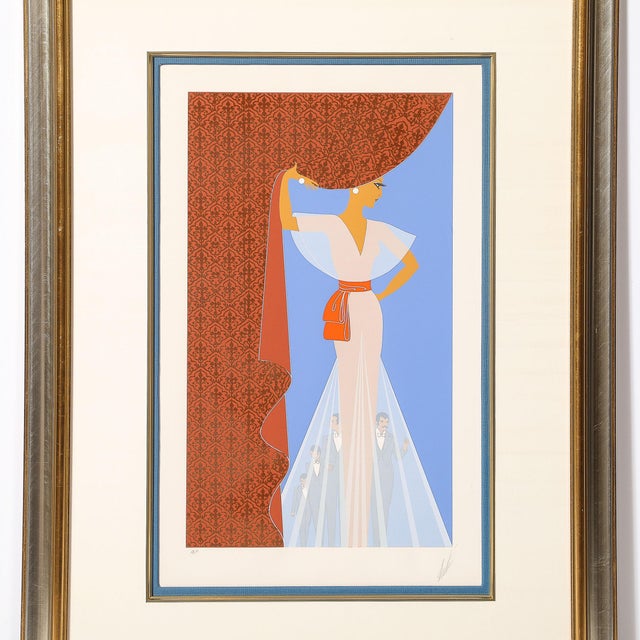 Art Deco Art Deco Serigraph Entitled "Curtain" Signed Erté For Sale - Image 3 of 11