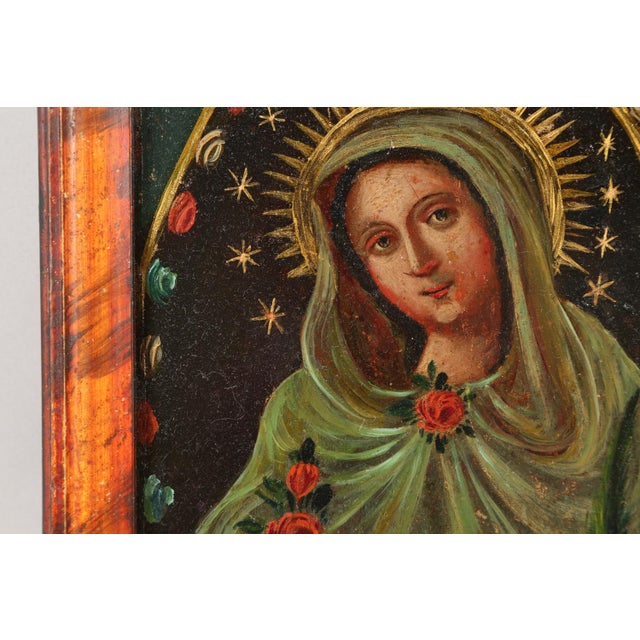 Our Lady of the Cave, Oil on Tin, 19th Century For Sale - Image 4 of 10