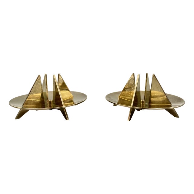 Model No. 20 Candleholders by Pierre Forsell for Skultuna, Sweden, 1960s, Set of 2 For Sale