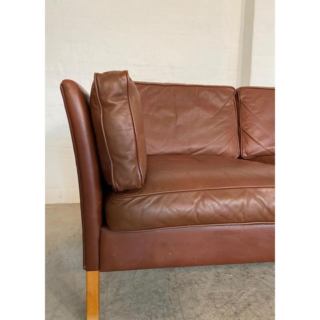 Mid-Century Danish Cognac Leather 3-Seater Sofa by Mogens Hansen, 1960s For Sale - Image 4 of 18