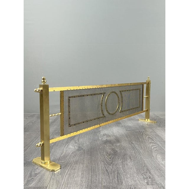 Metal 20th Century Louis XVI Brass Fireplace Set of Fire, Set of 7 For Sale - Image 7 of 9