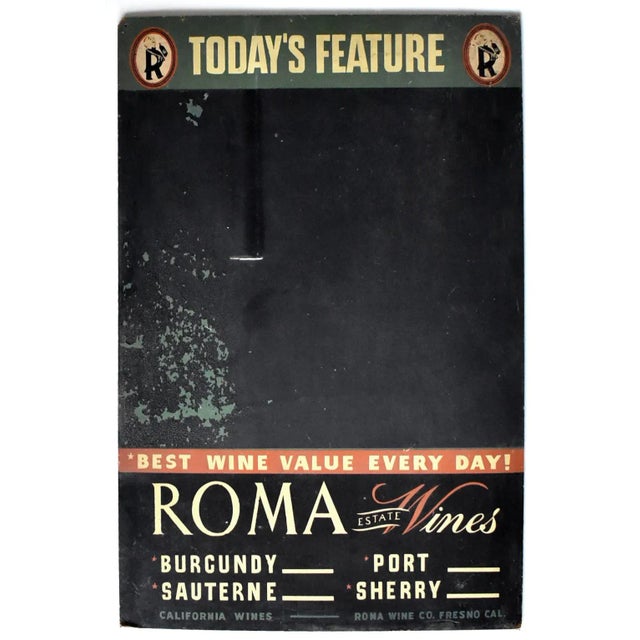 Black Vintage Wine Menu Chalkboard For Sale - Image 8 of 8