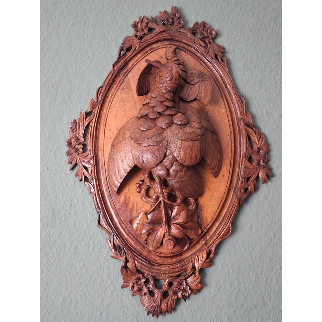 Walnut Black Forest Hunting-Wall with Birds, 1920s For Sale - Image 9 of 9