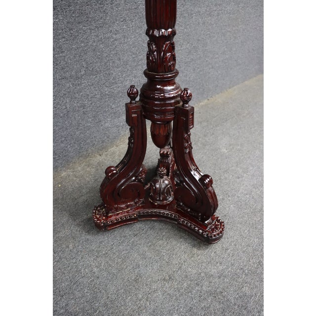 Brown Carved Mahogany Pedestal Plant Stand / Display Stand For Sale - Image 8 of 11