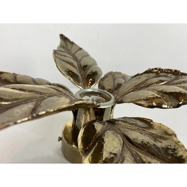 Belgian Brass Flower Wall Light by Willy Daro for Massive, 1970s For Sale - Image 6 of 17